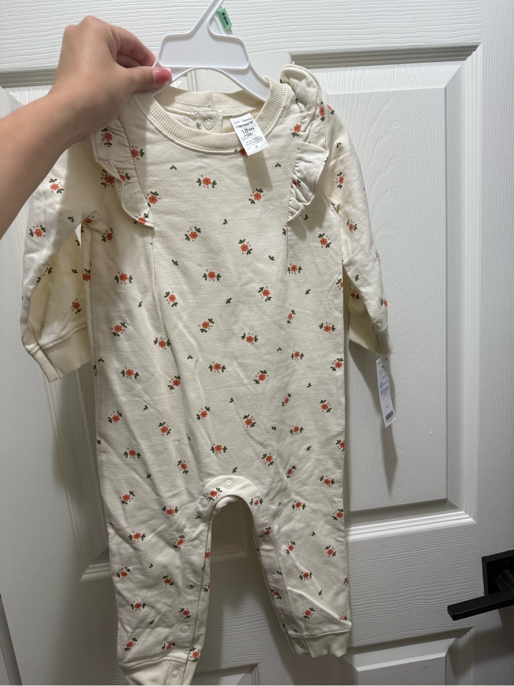 Carter's Cream Floral Ruffle Footie